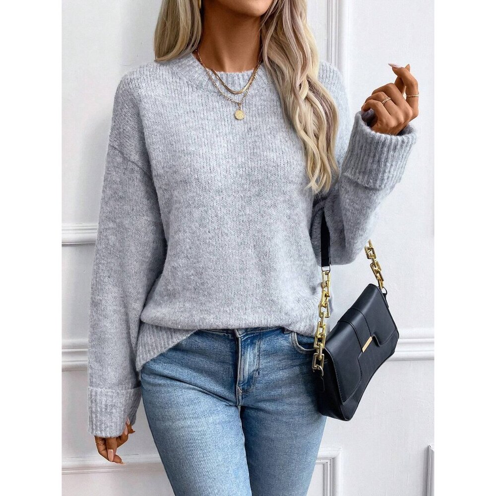 Crewneck minimalist fall sweater dark gray - Picture 4 of 4